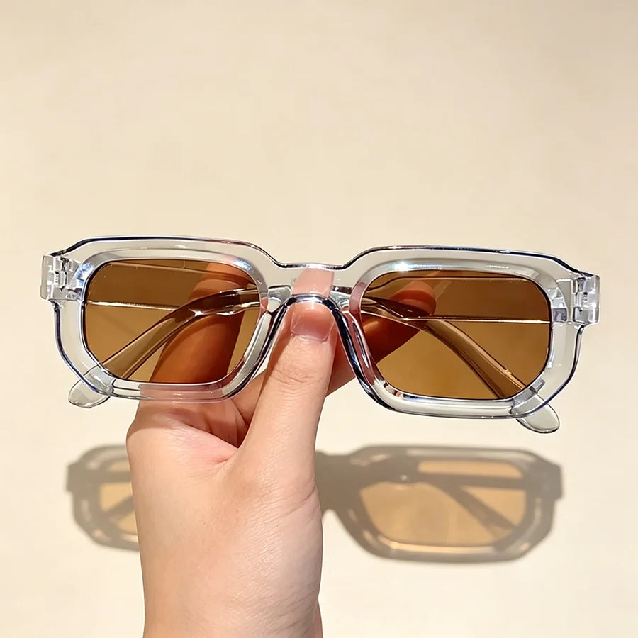 6PCS/Set Women Vintage Rectangle Frame Sunglasses Fashion Retro Sun Glasses Design Glasses Eyewear Men Goggle - 1PC-C1