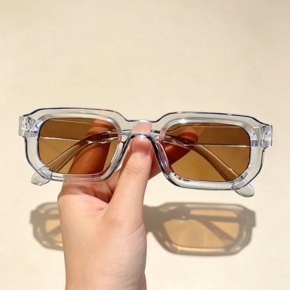 6PCS/Set Women Vintage Rectangle Frame Sunglasses Fashion Retro Sun Glasses Design Glasses Eyewear Men Goggle - 1PC-C1