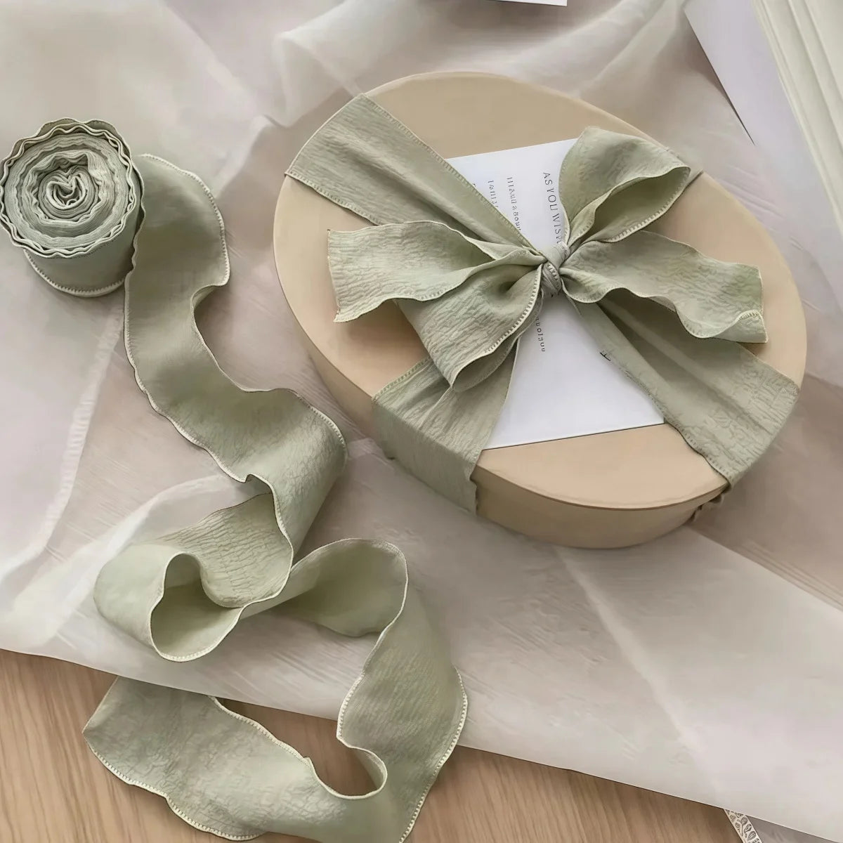10Yards/Roll Fishtail Yarn Pleated Chiffon Ribbon Wavy Edged Ribbon For DIY Craft Bouquet Gift Wrapping Wedding Party Decorat
