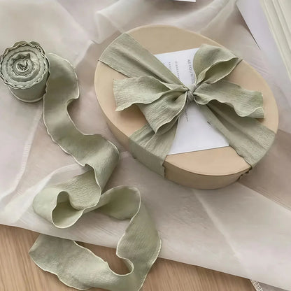 10Yards/Roll Fishtail Yarn Pleated Chiffon Ribbon Wavy Edged Ribbon For DIY Craft Bouquet Gift Wrapping Wedding Party Decorat