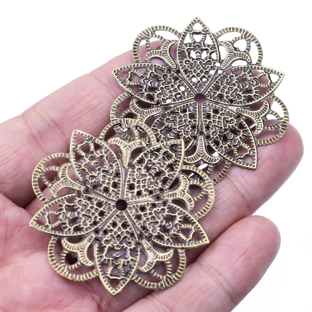 Pendants Wraps Metal Crafts Connectors Rose Flower Filigree Flower For Embellishments Scrapbooking Jewelry DIY Accessories - 
