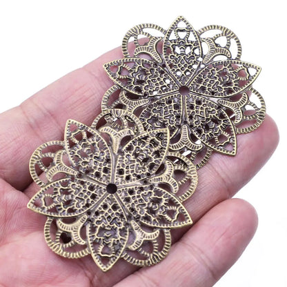 Pendants Wraps Metal Crafts Connectors Rose Flower Filigree Flower For Embellishments Scrapbooking Jewelry DIY Accessories - 