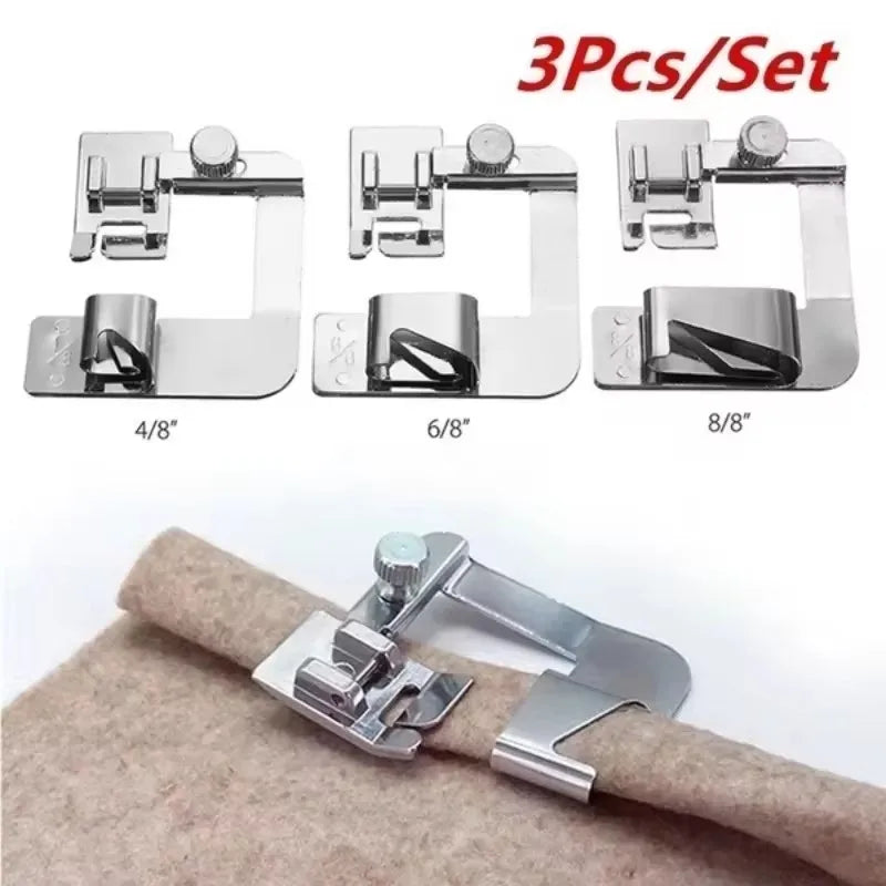 Sewing Hemming Set 1/3Pcs Wide Hem Foot 1Pc Or 3Pcs Narrow Rolled Hem Presser Feet For Brother Singer Low Shank Sewing Machin
