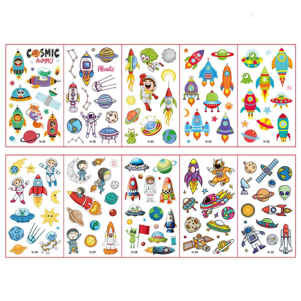 10 Sheets/Pack Kids Cartoon Unicorn Tattoo Sticker for Children's Arm Hands Body Cute Temporary Fake Tatoo - style 12