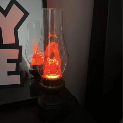Calcifer Vintage Night Light Cartoon Anime Flameless Decorative Lamp Kerosene Candle Light with Table Lamp for Bedroom Christ