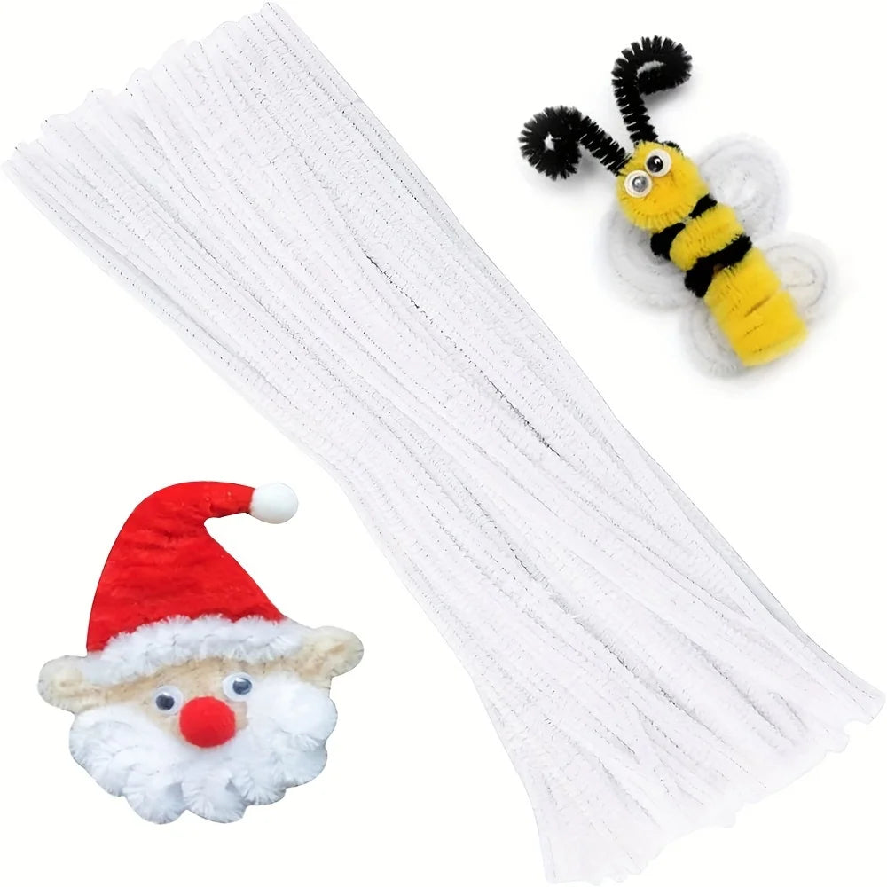 100 Pcs White Pipe Cleaners,Pipe Cleaners for Crafts,Pipe Cleaner Crafts,Chenille Stems for Craft Kids DIY Arts&Crafts Suppli