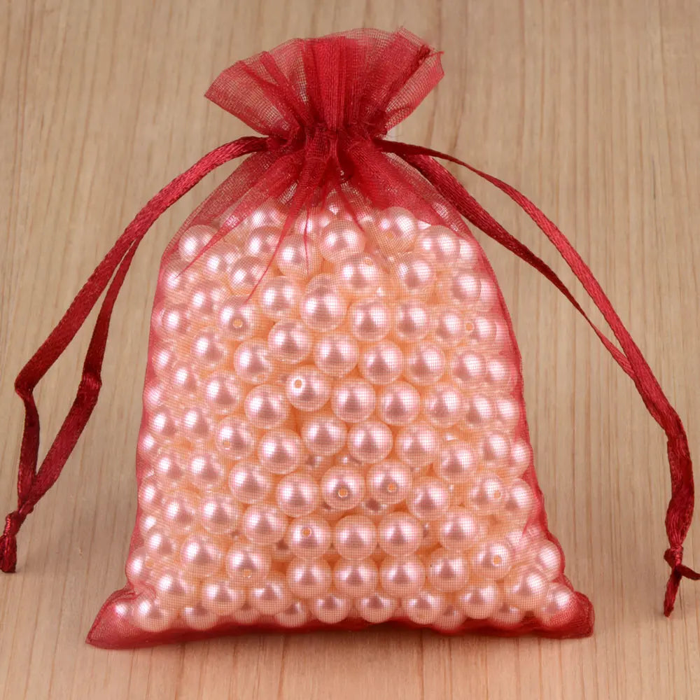 100pcs 24 Colors Jewelry Packaging Bag 5*7 7*9 9*12 10*15cm Organza Bags Gift Storage Wedding Drawstring Pouches Wholesales -