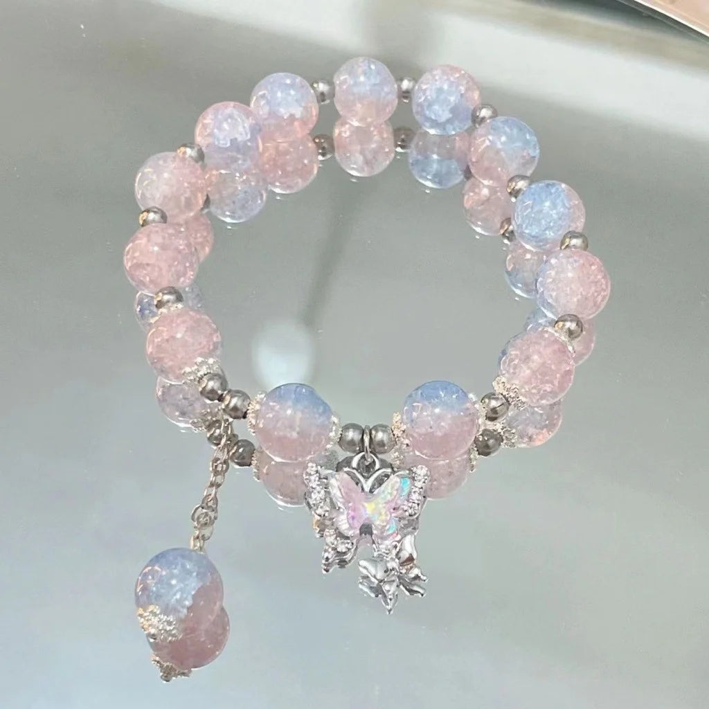 New Simple Beads Crystal Bracelet For Women Girls Korean ins Flower Fox Feather Tassel Bracelets Best Friend Jewelry Gifts 20