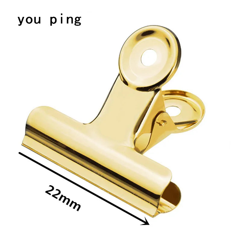 New 50mm 38mm 31mm 22mm Multicolor Round Metal Clamp Paper Clips Student School Office Supplies - Golden -22mm