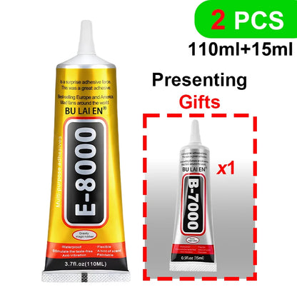 B7000/E8000 Adhesive (15/110g) for Mobile Phones, Jewelry, Metal, Plastic, Toys, and Shoes – Waterproof and Transparent - 110
