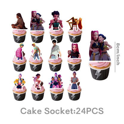 K Pop Birthday Party Decoration Tableware Set - Napkin Tablecloth Banner Paper Plates Slap Bracelets Stamps Baby Shower Suppl