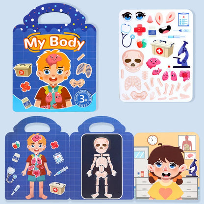 1 Book Jelly Sticker Book Quiet Book DIY Fun for Children's Scene Stickers Repeatedly Paste Puzzle Sticker Book - C