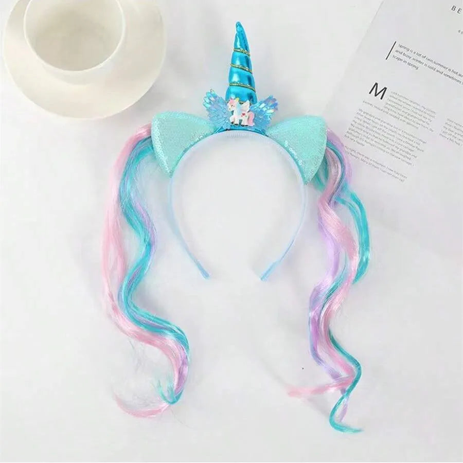Unicorn Birthday Girl Headband Baby Shower Party Cute Kids Hair Hoop Hairbands Accessories Unicorn Birthday Party Decor Headw