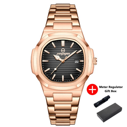 2026 New Luxury Military Man Watch Square Waterproof Luminous Date Week Men Watch Stainless Steel Quartz Men's Watches Reloj+