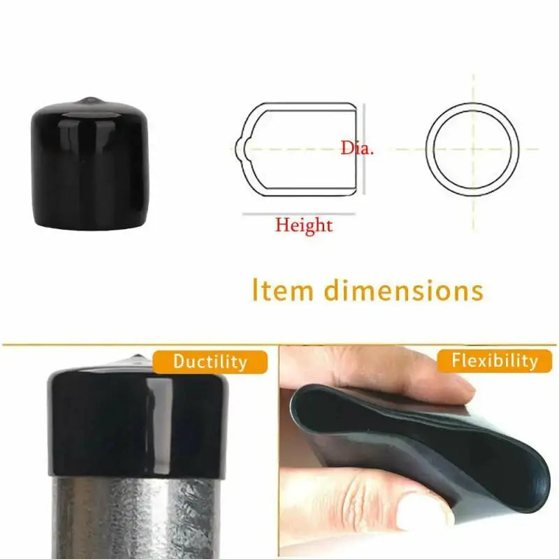 10-50pcs PVC Rubber End Caps, 3-25mm Threaded Pipe Caps, Steel Plastic Pipe Protector Tips, Assorted Size Kit