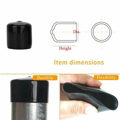 10-50pcs PVC Rubber End Caps, 3-25mm Threaded Pipe Caps, Steel Plastic Pipe Protector Tips, Assorted Size Kit