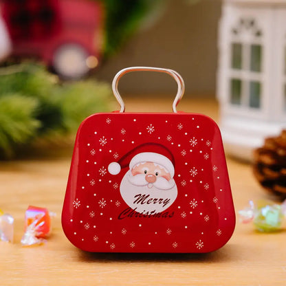 Christmas Decoration 2025 Metal Box Handbag Shape Tin Jar Jewelry Storage Case Kids Gift Can Storage Boxes 2026 Xms Party Dec
