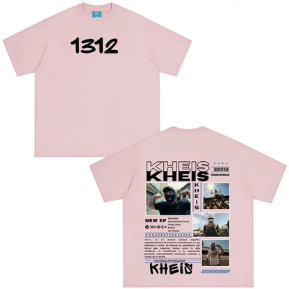 Rapper KHEIS Album Tour Graphics T-shirt Men Women Fashion Hip-hop T-shirts Short-sleeved Loose Casual Cotton Comfort T-shirt