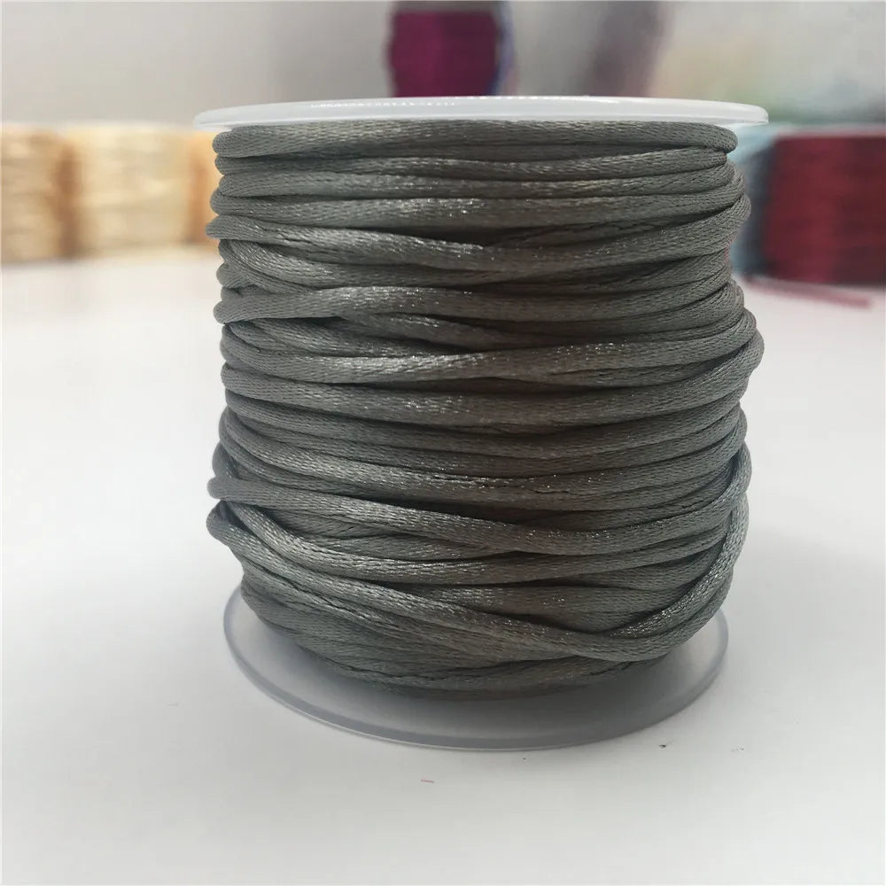 2mm Colorful Rattail Satin Cord Thread Chinese Knot Macrame Bracelet Braided String DIY Tassels Beading Thread 10-225meters