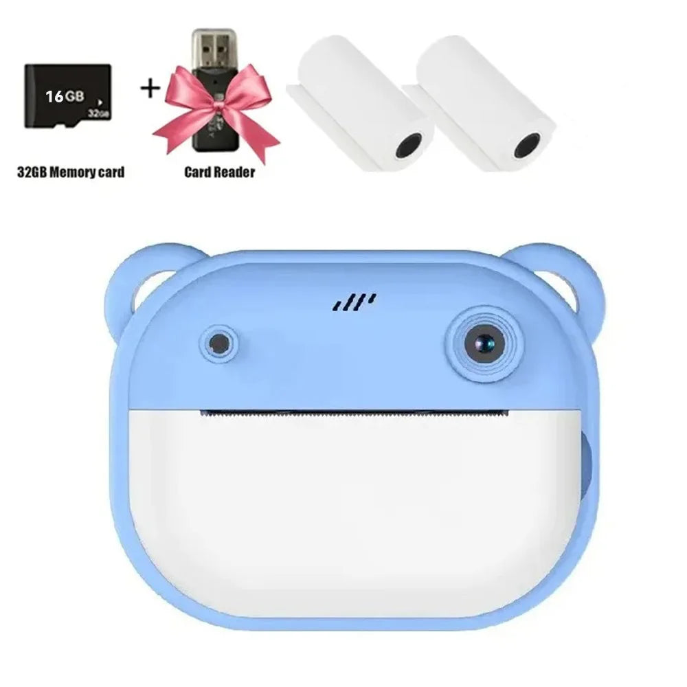 Children Digital Camera Instant Print for Kids Thermal Print Camera Instant Photo Printing Camera Video Toys+32G Memory Card 