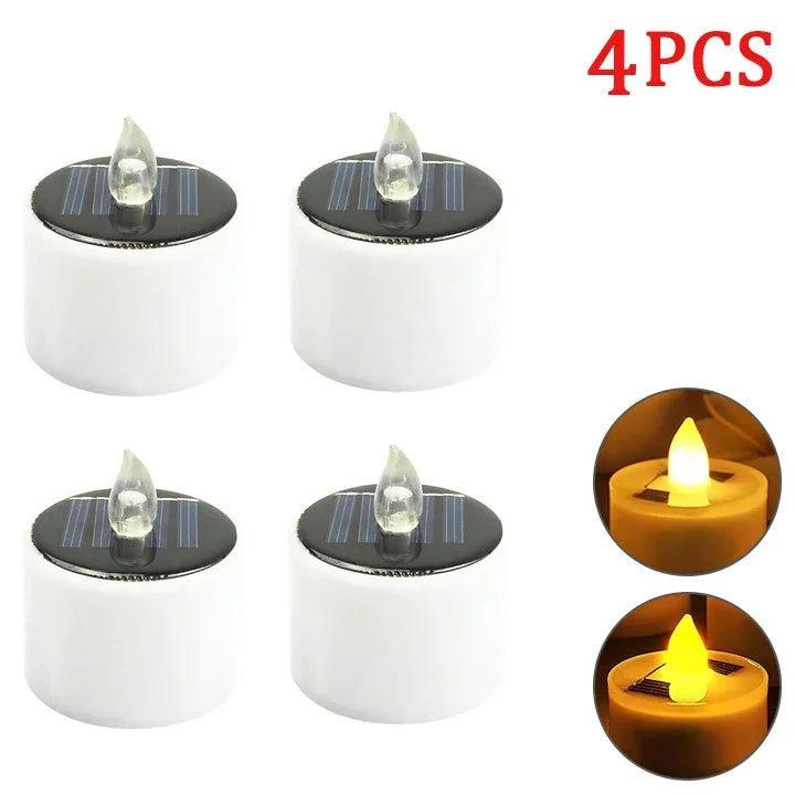 Solar Tea Light Led Candles Flameless Outdoor Waterproof Solar Tea Lights Rechargeable Candles for Party Garden Home Decor