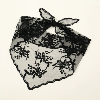Elegant Lace Scarf Hollow Out Embroidery Foulard Bandana Solid Color Triangular Scarf Thin Vintage HandkerChiefs for Hair Wom