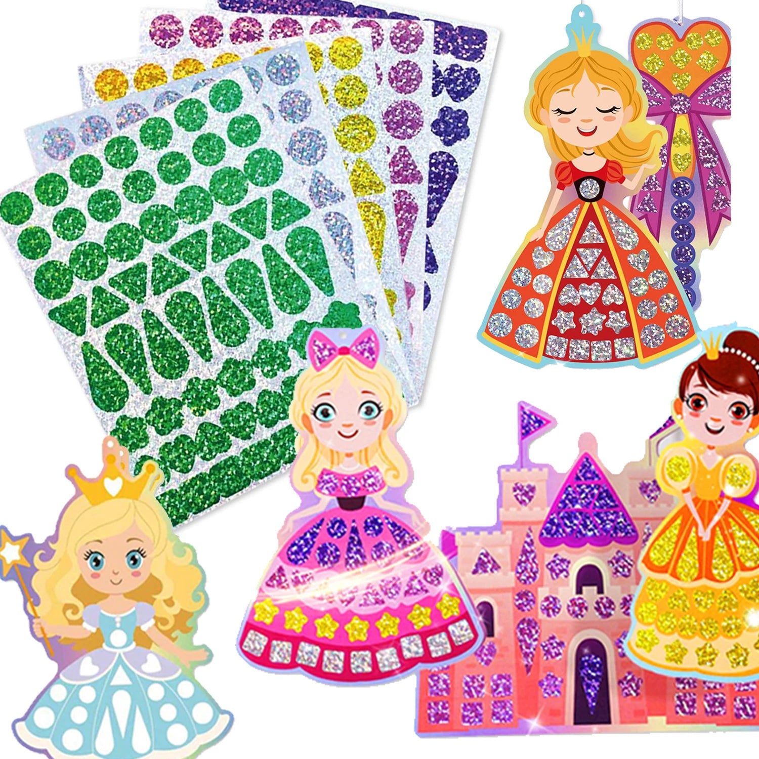 Holographic Mosaic Princess Mermaid Art Set DIY Craft Kit Foil Stickers For Birthday Gift For Travel Gift DIY Decor