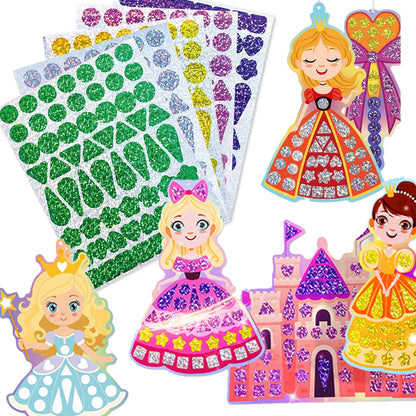 Holographic Mosaic Princess Mermaid Art Set DIY Craft Kit Foil Stickers For Birthday Gift For Travel Gift DIY Decor