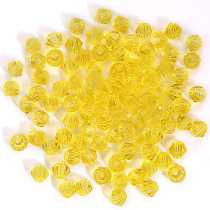 100Pcs 4MM Glass Bicone Shaped Beads Faceted Crystal Beads for Jewelry Making Bracelet Necklace Earrings DIY Beading