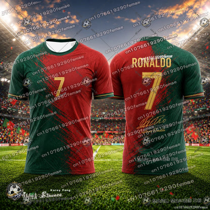 Ronaldo Football Jersey For Kids And Adults New Fan Commemorative Soccer Shirt Breathable Quick Dry Training Kids Tee
