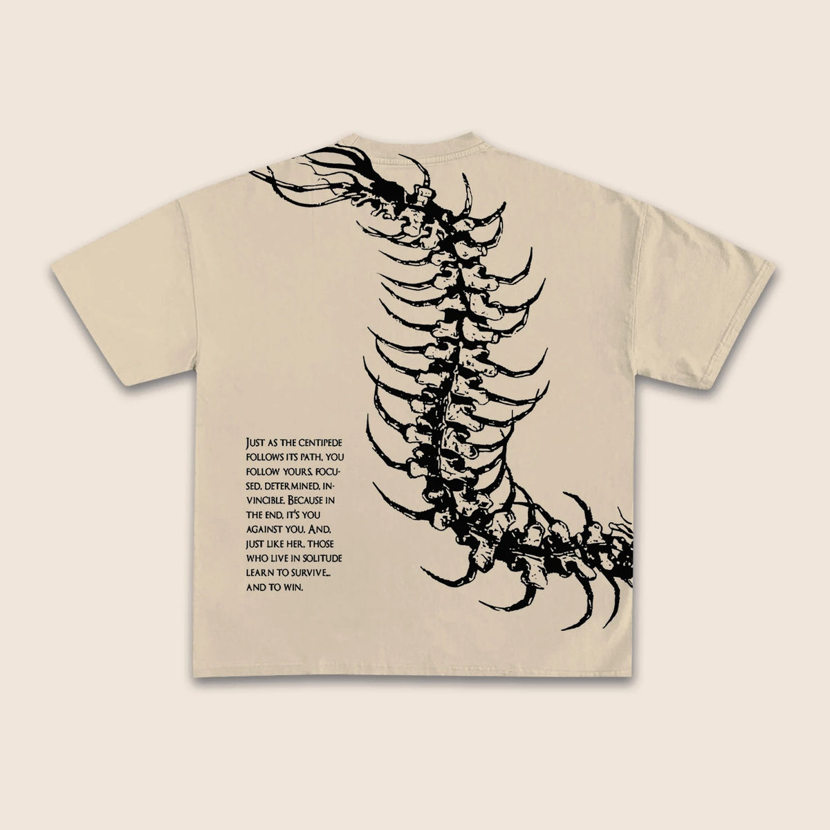 Vintage Dark Centipede Skeletal Graphic Cotton Print T-shirt Men Y2K Summer Short Sleeves Oversize T-shirt Women Casual Tee T