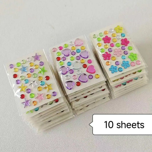 10 style colorful diamond mini sticker accessories DIY acrylic three-dimensional decoration children's and students'