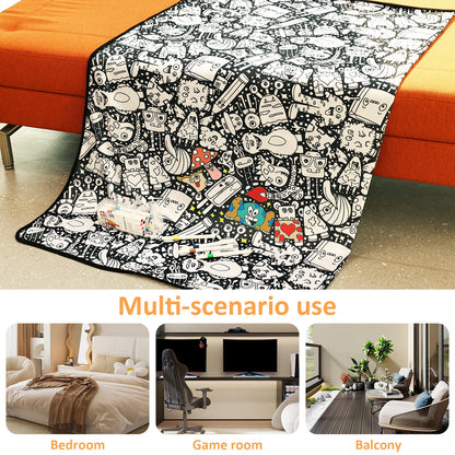 DIY Coloring Blanket with 24 Colored Markers Creative Personalization pattern blanket Stress Relief Unique Paint art Decor Gi