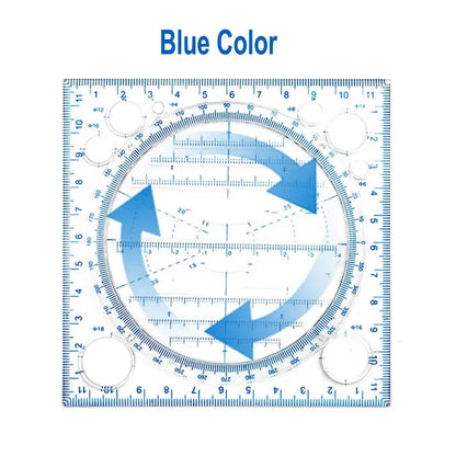Multifunction Rotatable Ruler Drawing Template Art Design Architect Stereo Geometry Circle Drafting Measuring Scale Kawaii ru