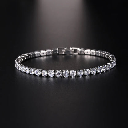 Luxury Hiphop Iced Out 4mm Cubic Zirconia Crystal Tennis Bracelets For Women Men Gold Color Silver Color Bracelet Chain Jewel