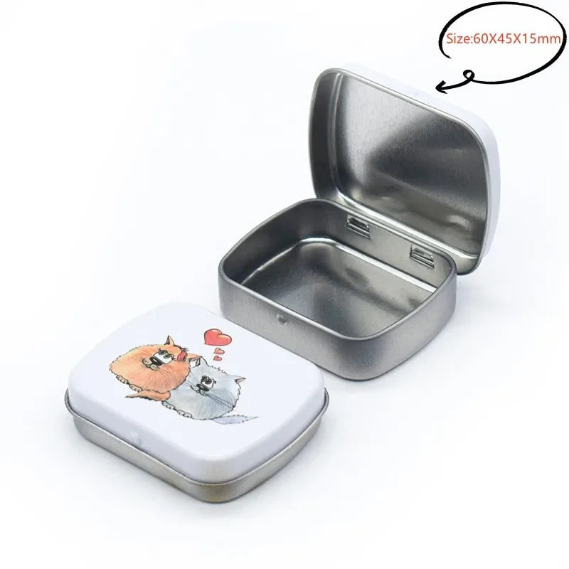 New Square Tin Storage Boxes Small Metal Storage Box Silver Jewelry Keys Coins Metal Box Tin Wedding Candy Storage Tin Can - 