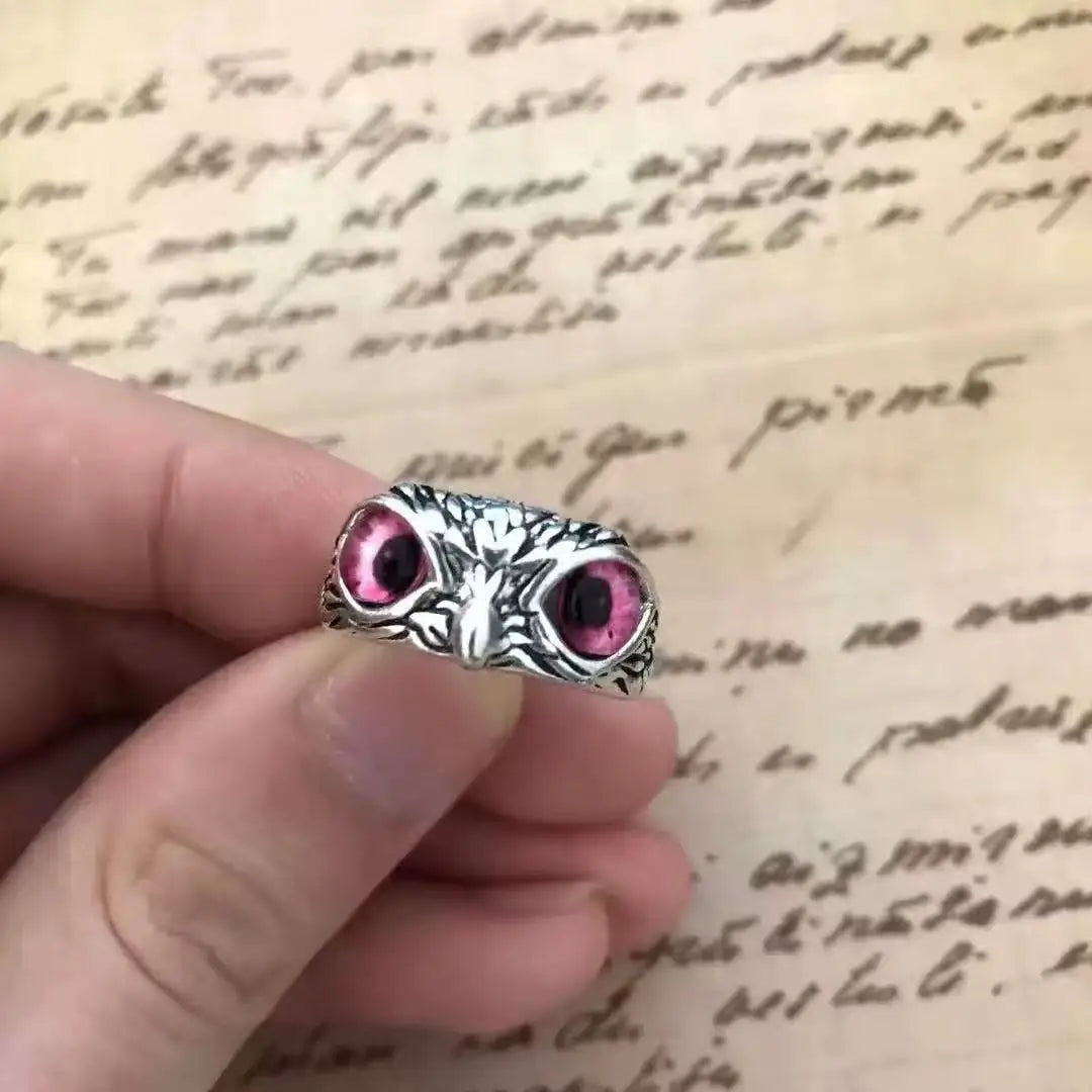 Multicolor Evil Eye Owl Adjustable Ring Antique Silver Gothic Punk Unisex Animal Finger Ring Women Men Fashion Jewelry Gift -
