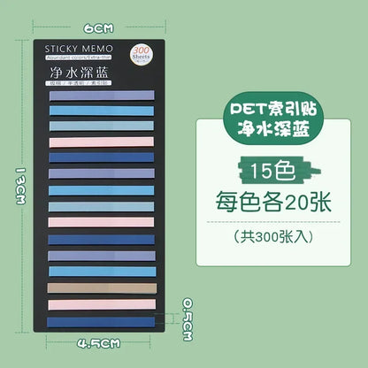 300Pcs Color Translucent Strips PET Index Sticker Note Highlight Mark Stickers Subjects Bookmarks Student Stationery Sticky N