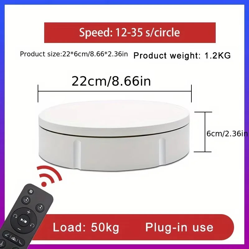 3 Speeds Electric Rotating Display Stand Mirror 360 Degree Turntable Jewelry Holder Battery/USB Power for Photography Shootin