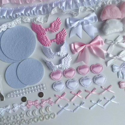 Bar chirp color material pack set collection girly pink bow lace accessories pain bag support accessories