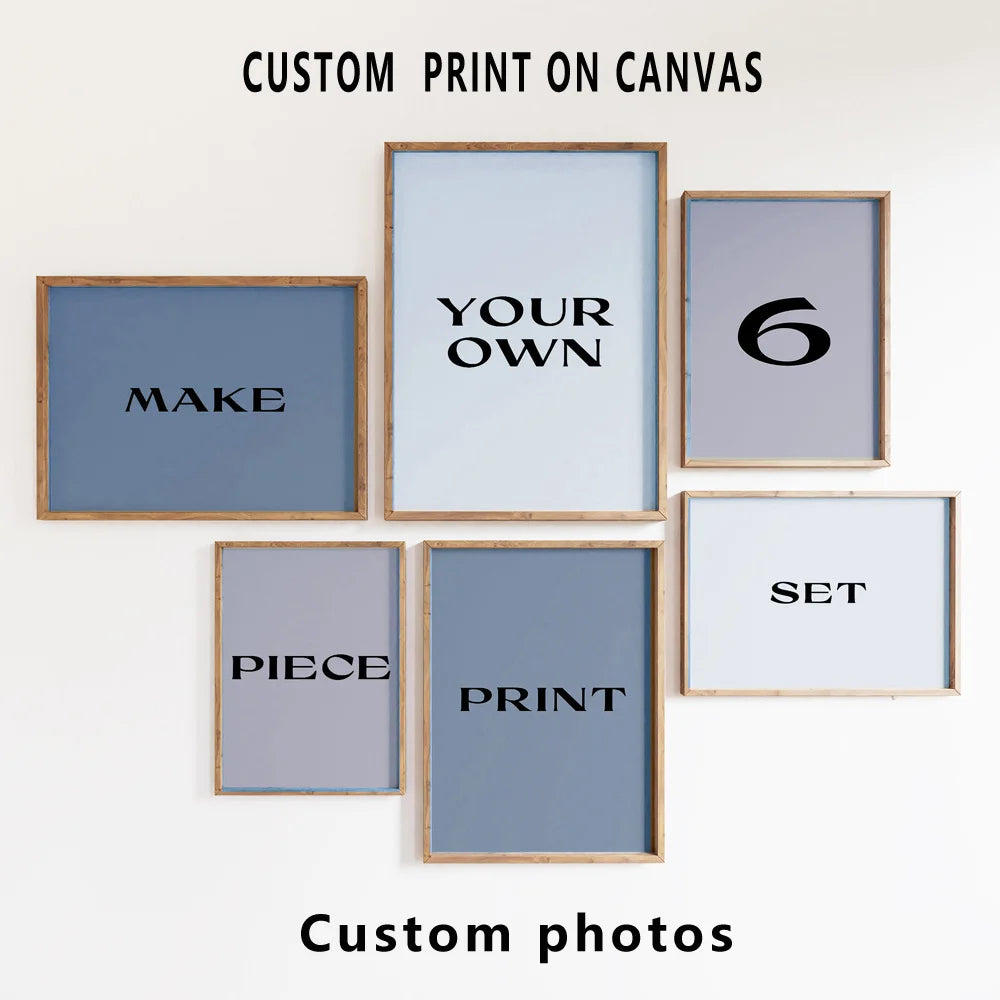 6pcs/set Custom Canvas Prints Photo Wall Art Personalized Poster for Family Life Pet Animal Birthdays Wedding Scenery Home De