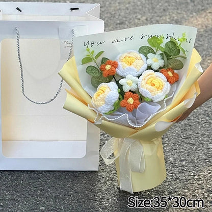 Graduation Bouquet Artificial Crochet Bouquets Hand-woven Flower Bouquet Gifts Teacher's Day Graduation Gift Flowers - S19