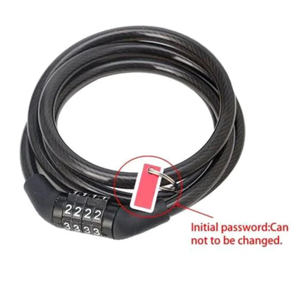 Bicycle Lock with 4-Digit Password, Anti-Theft Lock, Bicycle Safety Accessories, Steel Cable Bicycle Lock