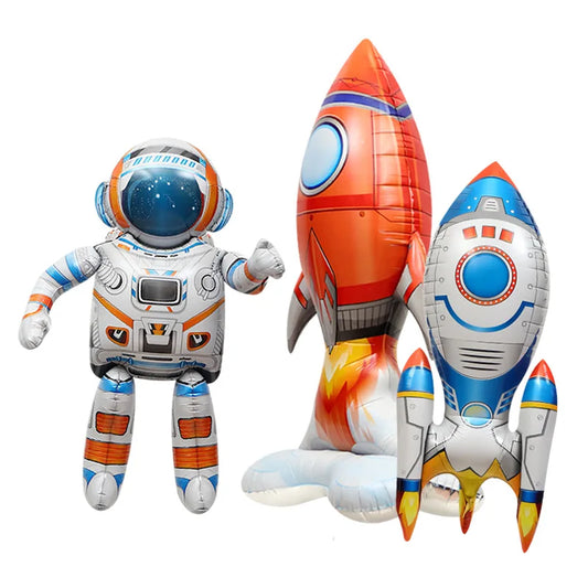 3D Astronaut Foil Balloon Rocket Balloons Space Ballons For Boy Kids Astronauta Universe Series Outer Space Birthday Party De