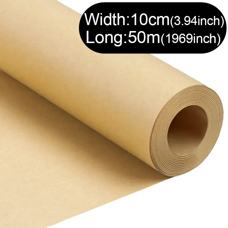 10/50M Brown Kraft Paper Eco-Friendly Packaging Paper, Degradable for Gift Wrapping Moving Packing Brown Paper Roll for Paint