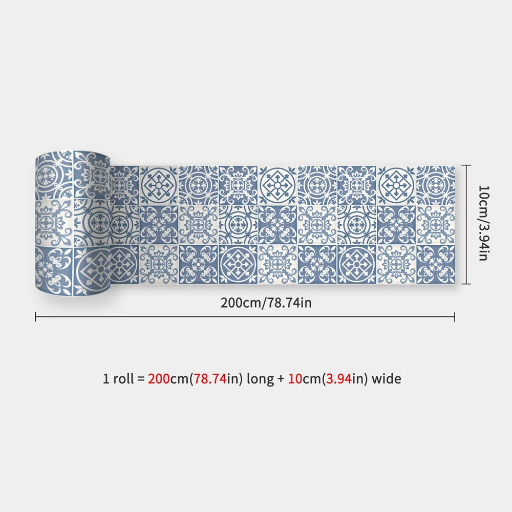 Mosaic Bathroom Waist Line Wall Stickers Waterproof Peel & Stick Art Backsplash Kitchen Office Skirting Line Decor Wallpaper 