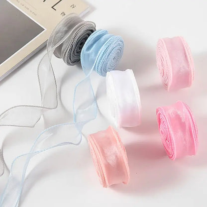 10Yards Fishtail Chiffon Ribbon Wavy Edged Organza Ribbon For DIY Crafts Bouquet Gift Wrapping Wedding Decoration Sewing Acce