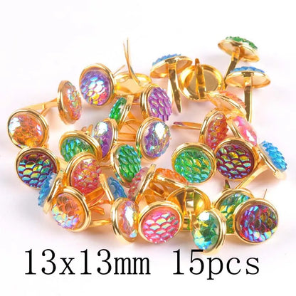 mix vintage Diy Brads Scrapbooking Embellishment Fastener Brad Metal Crafts Decoration CP2583 - 13x13mm 15pcs