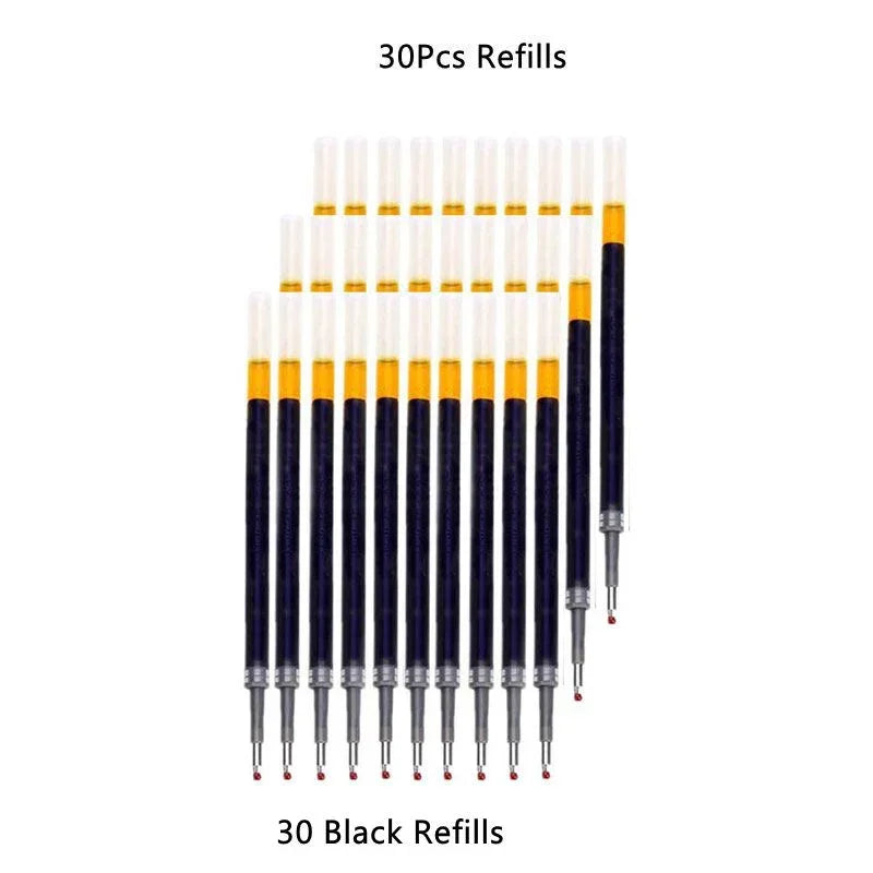 13/30pcs Retractable Gel Pens Set Black/Red/Blue Ink Ballpoint for Writing Refills Office Accessories School Supplies Station