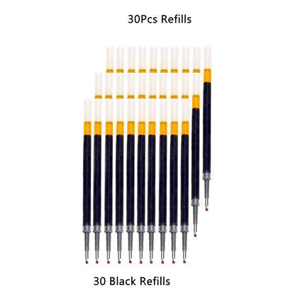 13/30pcs Retractable Gel Pens Set Black/Red/Blue Ink Ballpoint for Writing Refills Office Accessories School Supplies Station